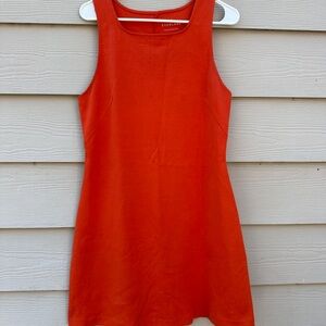 Everlane Women's Medium Bright Orange Square Neck Sleeveless Dress B14